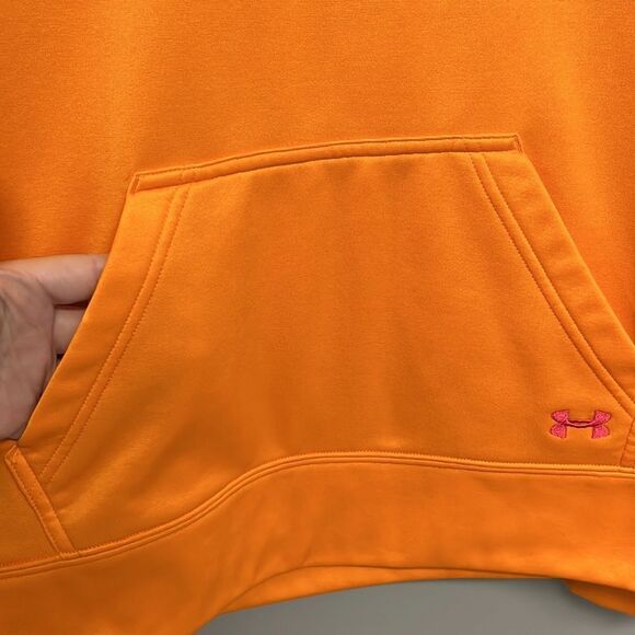 Under Armour Women’s Bright Orange Semi-Fitted Hoodie w/ Kangaroo Pocket-Medium - Picture 7 of 16